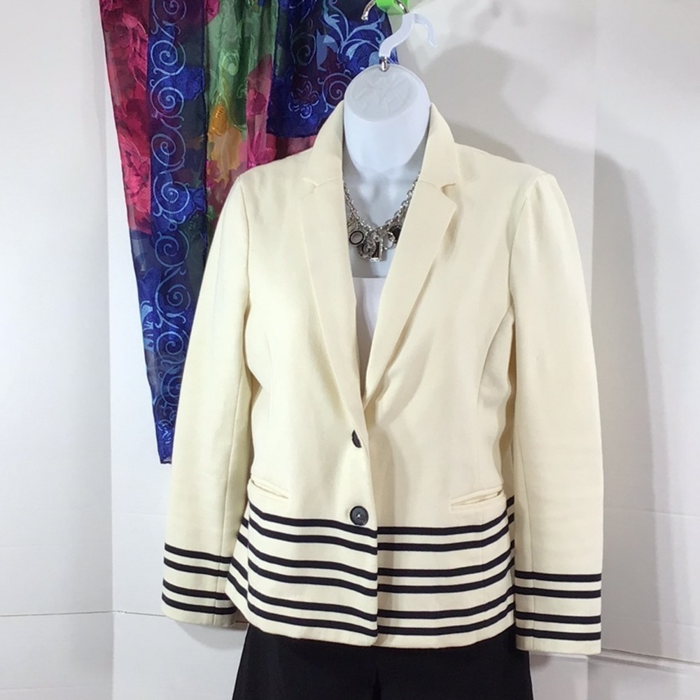 J. Crew nautical cotton stripe blazer S